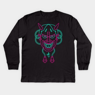 Neon hannya Kids Long Sleeve T-Shirt